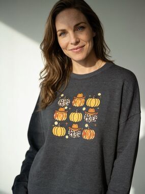 Retro Gray Fall Pumpkin Sweatshirt